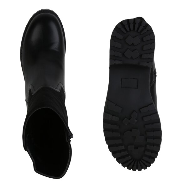Stiefelparadies Damen Klassische Stiefeletten in Schwarz Vierteljährliche Förderung