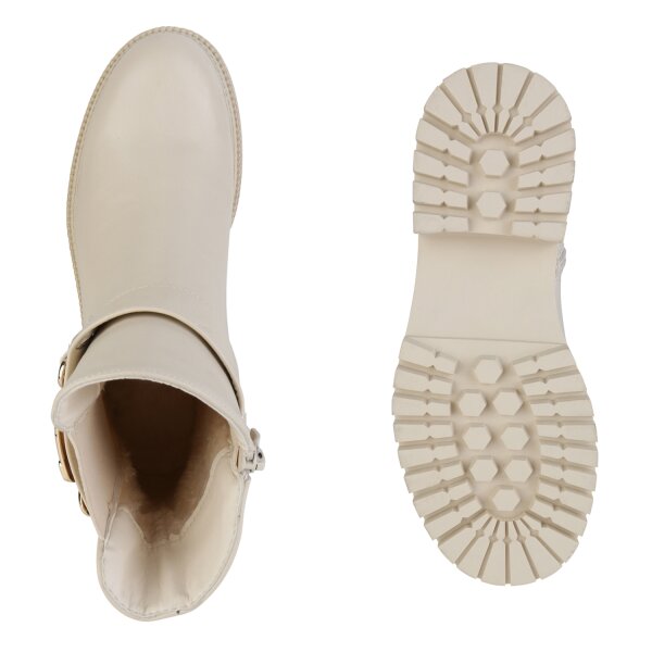 Stiefelparadies Damen Biker Boots in Beige Bis zu 55% Rabatt