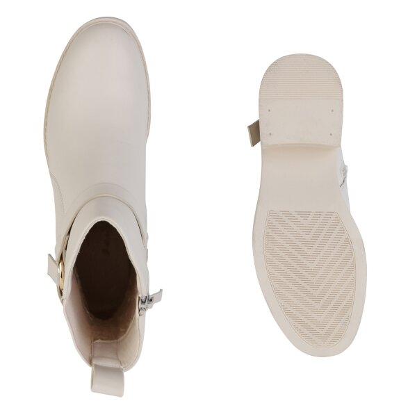 Stiefelparadies Damen Biker Boots in Beige Discount Store für neue Produkte