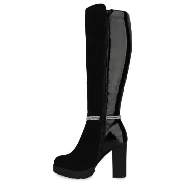 Stiefelparadies Damen High Heels in Schwarz Lack Clearance-Verkauf