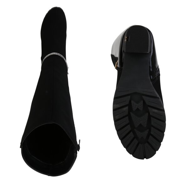 Stiefelparadies Damen High Heels in Schwarz Lack Clearance-Verkauf