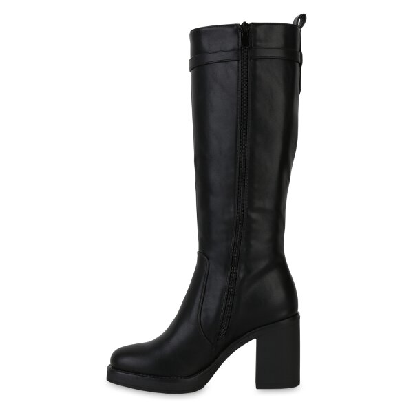 Stiefelparadies Damen Klassische Stiefel in Schwarz Begrenzt auf 3 Tage