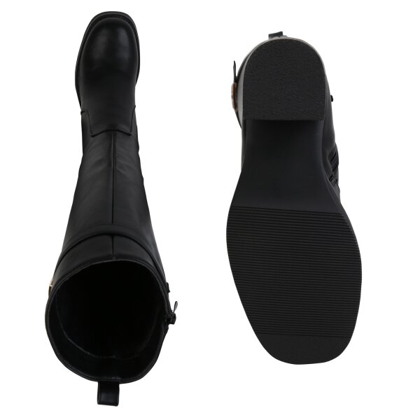 Stiefelparadies Damen Klassische Stiefel in Schwarz Begrenzt auf 3 Tage