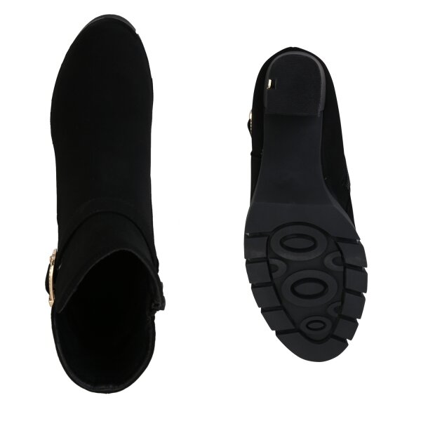 Stiefelparadies Damen Klassische Stiefeletten in Schwarz zollfrei