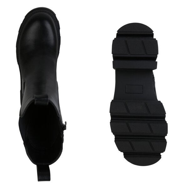 Stiefelparadies Damen Plateau Boots in Schwarz Angebote