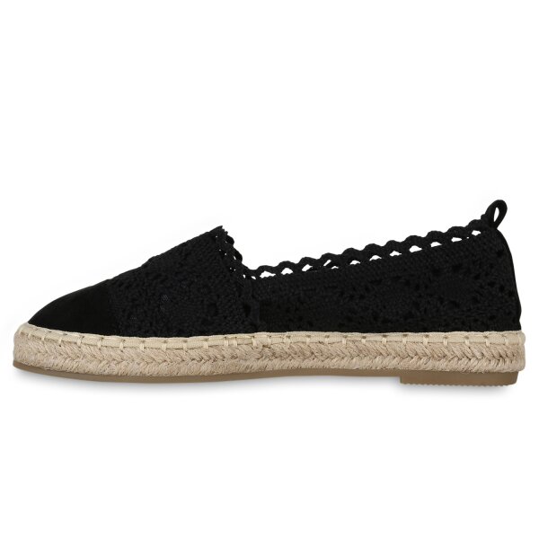 Stiefelparadies Damen Espadrilles in Schwarz Begrenztes Angebot