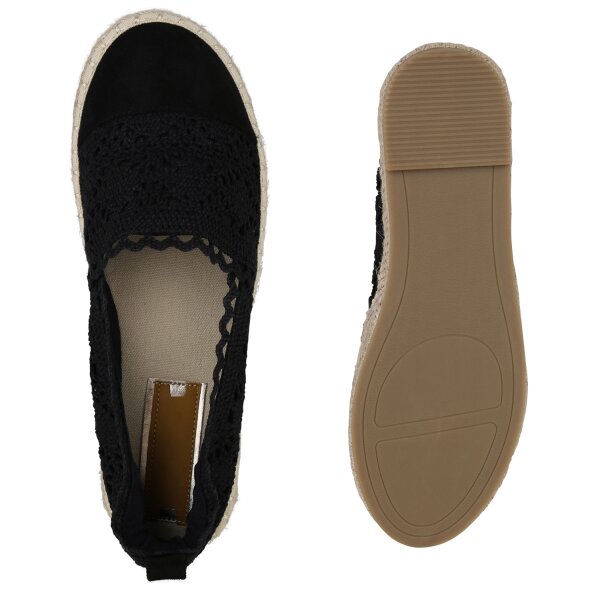 Stiefelparadies Damen Espadrilles in Schwarz Begrenztes Angebot