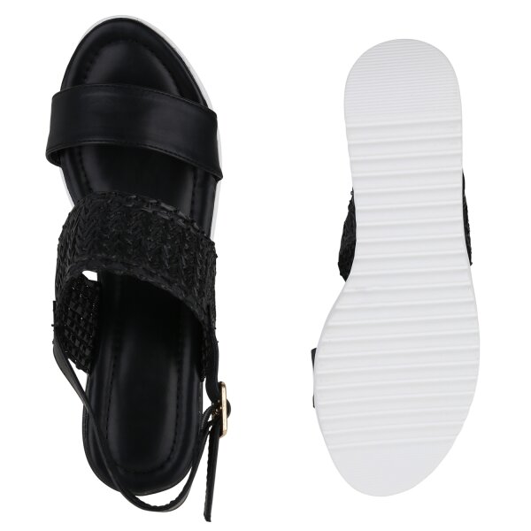 Stiefelparadies Damen Keilsandaletten in Schwarz Online Outlet