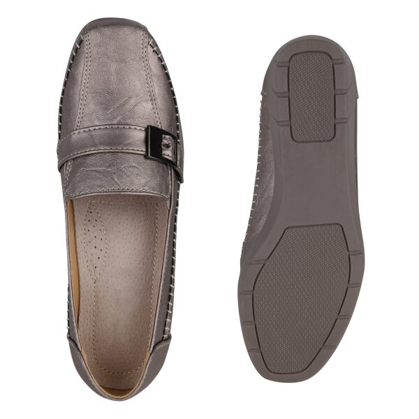 Stiefelparadies Damen Keilslippers in Bronze Metallic Tägliche Deals