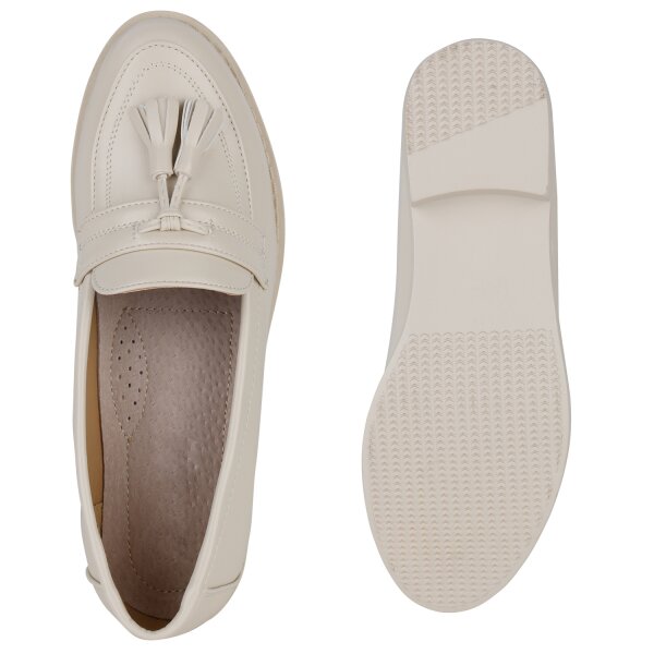 Stiefelparadies Damen Klassische Slippers in Beige Kostenlose Rückgabe