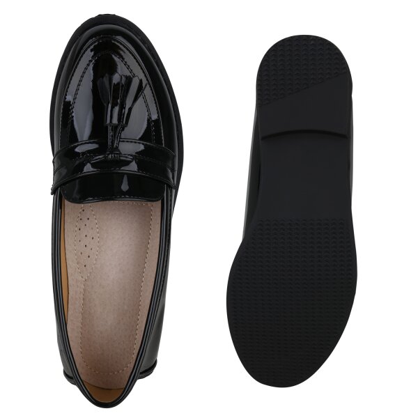 Stiefelparadies Damen Klassische Slippers in Schwarz Lack JETZT KAUFEN