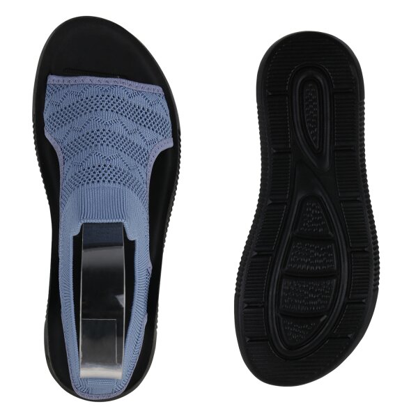 Stiefelparadies Damen Komfort Sandalen in Blau Zeitbegrenzte Promotion