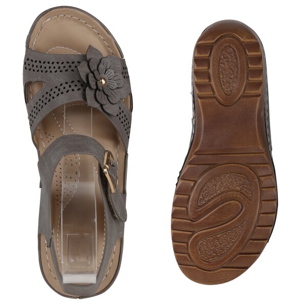 Stiefelparadies Damen Komfort Sandalen in Khaki Bis zu 50% Rabatt