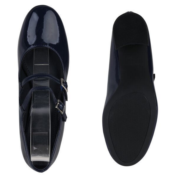 Stiefelparadies Damen Mary Janes in Dunkelblau Lack Bis zu 55% Rabatt