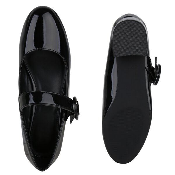 Stiefelparadies Damen Mary Janes in Schwarz Lack Riesige Rabatte
