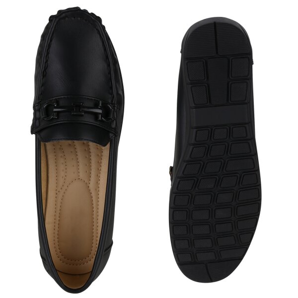 Stiefelparadies Damen Mokassins in Schwarz Black Friday Preise