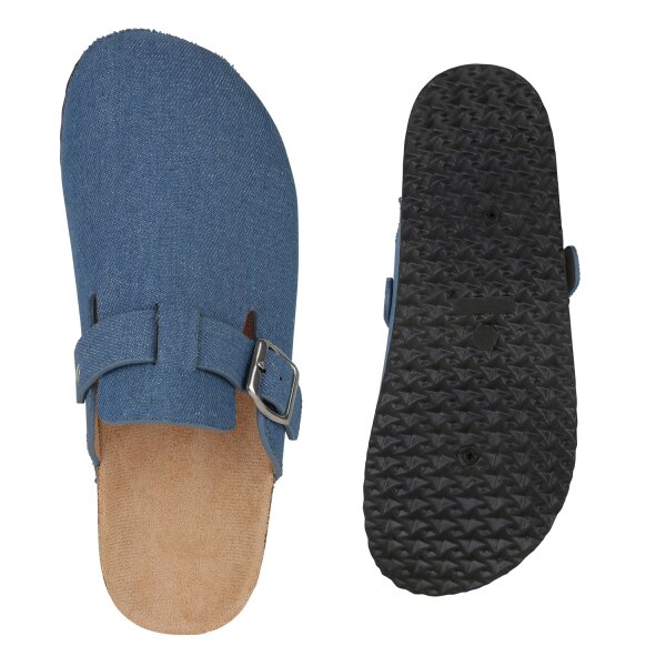 Stiefelparadies Damen Pantoffeln in Blau Denim Im Verkauf