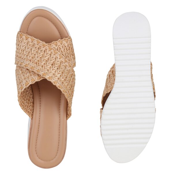 Stiefelparadies Damen Pantoletten in Beige Angebote
