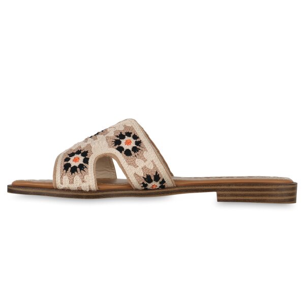 Stiefelparadies Damen Pantoletten in Beige Mehrfarbig Hotsell
