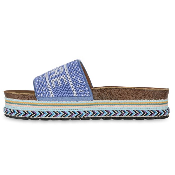 Stiefelparadies Damen Pantoletten in Blau im Angebot