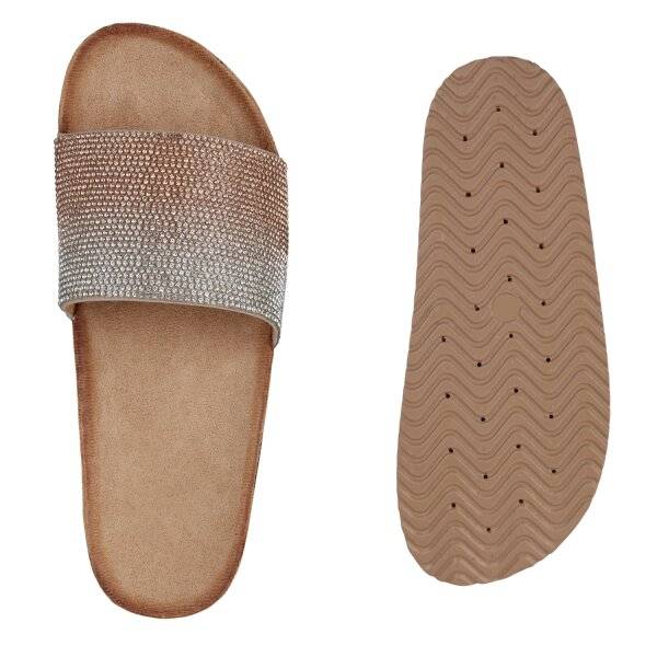 Stiefelparadies Damen Pantoletten in Rose Gold Sonderangebot