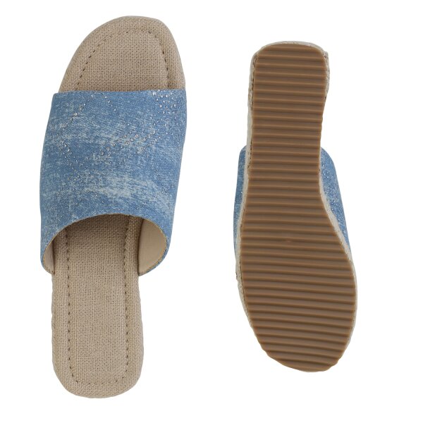 Stiefelparadies Damen Plateau Sandaletten in Blau Denim Black Friday