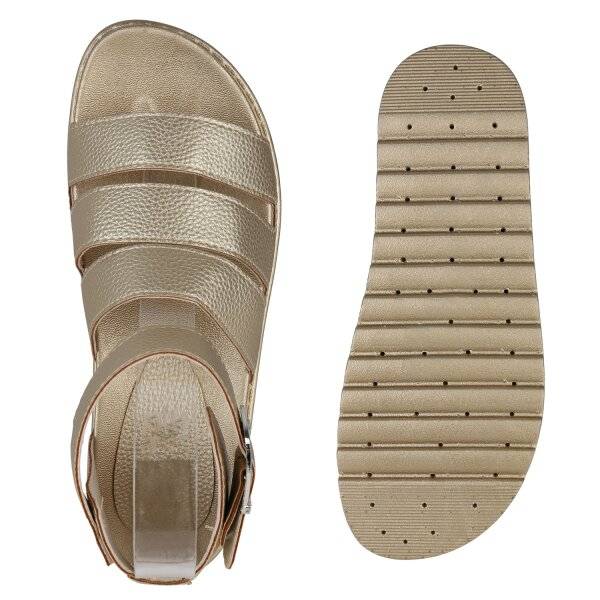 Stiefelparadies Damen Plateau Sandaletten in Gold Cyber Monday