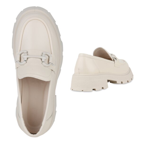 Stiefelparadies Damen Plateauschuhe in Beige Kauf eins, bekomm eins gratis