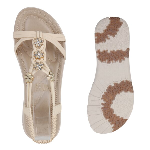 Stiefelparadies Damen Riemchensandalen in Beige VIP-Rabatte