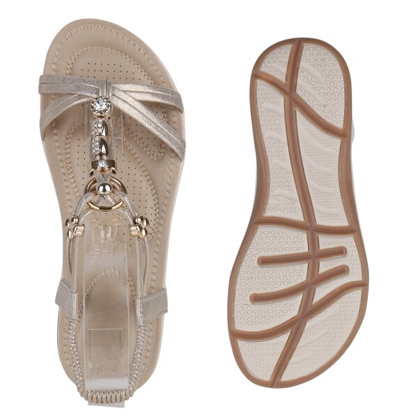 Stiefelparadies Damen Riemchensandalen in Gold Tiefpreis