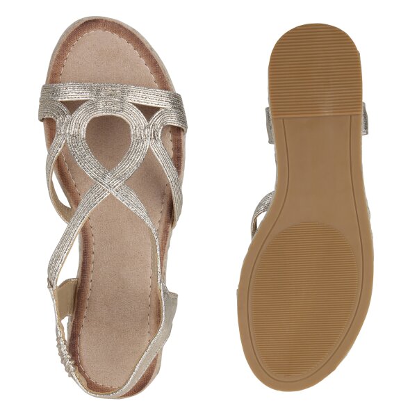 Stiefelparadies Damen Riemchensandalen in Gold Wochenangebot