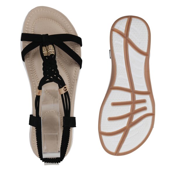 Stiefelparadies Damen Riemchensandalen in Schwarz Zeitbegrenzte Promotion