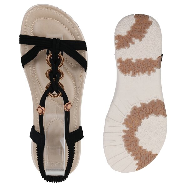 Stiefelparadies Damen Riemchensandalen in Schwarz Bis zu 50% Rabatt