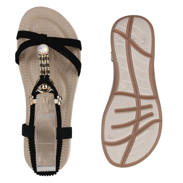 Stiefelparadies Damen Riemchensandalen in Schwarz Bis zu 60% Rabatt