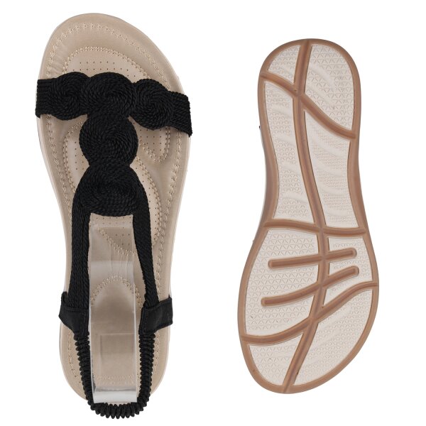 Stiefelparadies Damen Riemchensandalen in Schwarz Bis zu 65% Rabatt