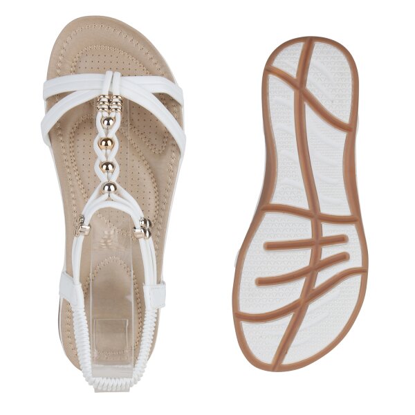 Stiefelparadies Damen Riemchensandalen in Weiss Nur noch ein Tag übrig