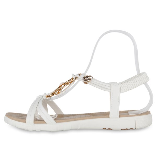 Stiefelparadies Damen Riemchensandalen in Weiss Riesige Rabatte