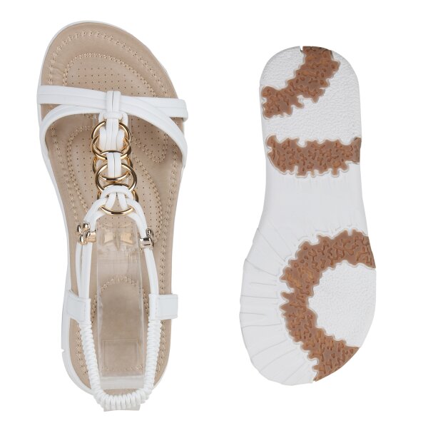 Stiefelparadies Damen Riemchensandalen in Weiss Riesige Rabatte