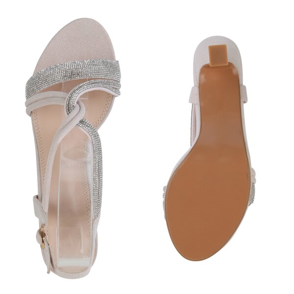 Stiefelparadies Damen Riemchensandaletten in Nude Kostenloser Versand international
