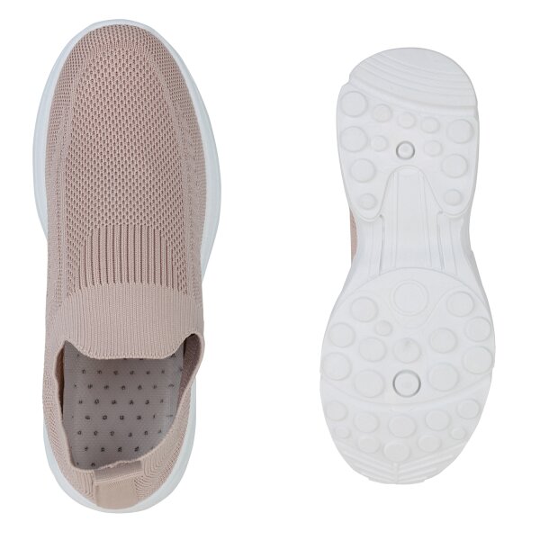 Stiefelparadies Damen Slip Ons in Altrosa 50% Rabatt für begrenzte Zeit