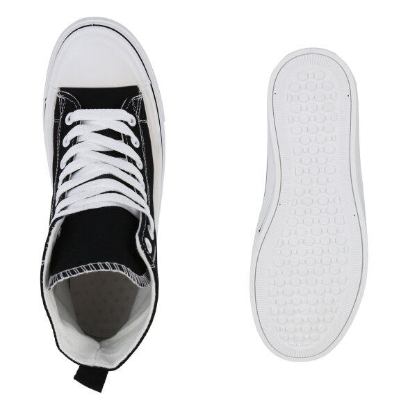 Stiefelparadies Damen Sneaker High in Schwarz Verkauf