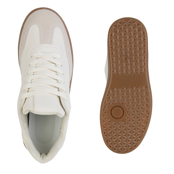 Stiefelparadies Damen Sneaker Low in Beige Angebote