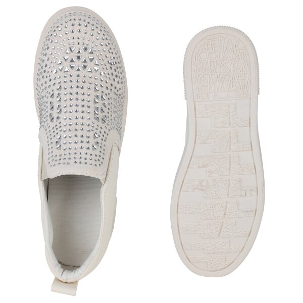 Stiefelparadies Damen Sneaker Wedges in Beige Blitzverkäufe