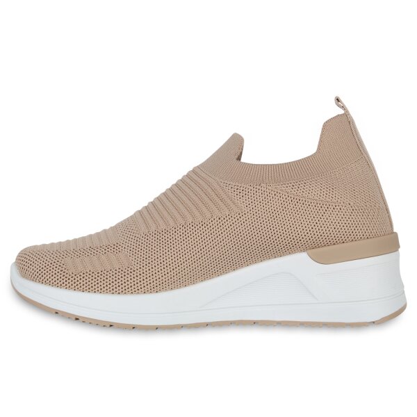 Stiefelparadies Damen Sneaker Wedges in Khaki Limitierter Zeitrabatt