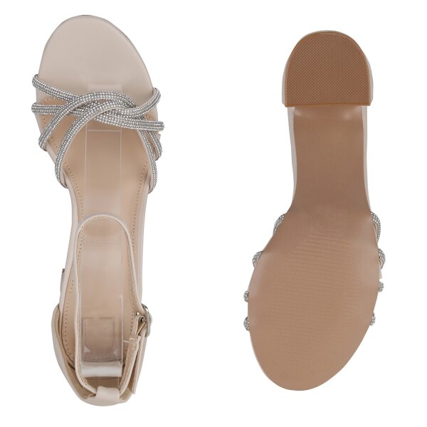 Stiefelparadies Damen Riemchensandaletten in Beige Günstig kaufen