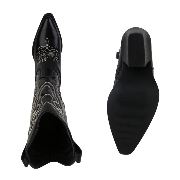 Stiefelparadies Damen Cowboystiefel in Schwarz Online Shopping
