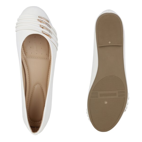 Stiefelparadies Damen Klassische Ballerinas in Weiss Exklusivangebot