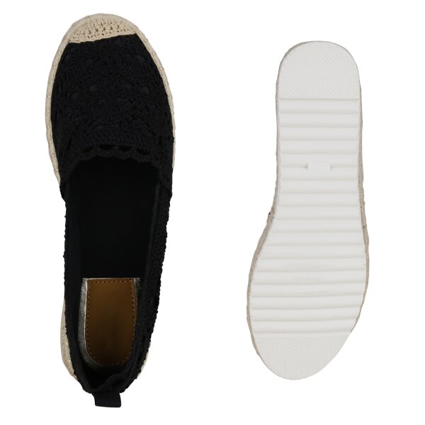 Stiefelparadies Damen Espadrilles in Schwarz Black Friday