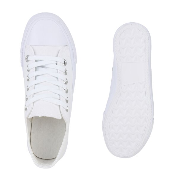 Stiefelparadies Damen Sneaker Low in Weiss Muttertagsangebot