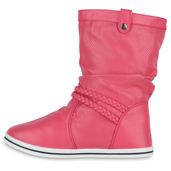 Stiefelparadies Damen Schlupfstiefel in Pink Lagerräumung